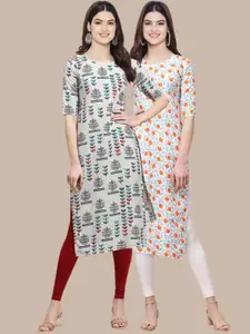 7Threads Pack of 2 Abstract Printed Crepe Kurta