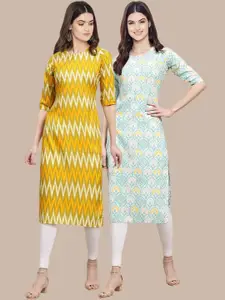 7Threads Pack Of 2 Ethnic Motifs Printed Crepe Kurta