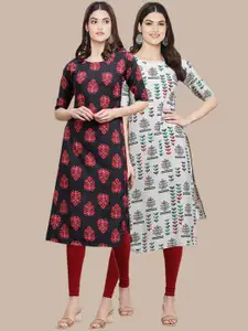 7Threads Pack Of 2 Ethnic Motifs Printed Crepe Kurta