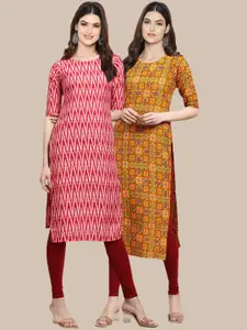 7Threads Pack Of 2 Printed Crepe Kurta