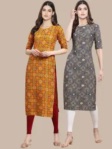 7Threads Pack of 2 Printed Crepe Kurtas