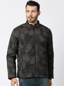 Pepe Jeans Men Green Camouflage Padded Cotton Jacket