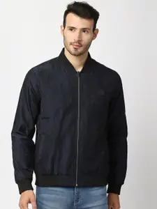 Pepe Jeans Men Navy Blue Camouflage Bomber with Patchwork Jacket