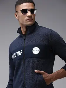 SHOWOFF Men Navy Blue Cotton Printed Cotton Sweatshirt