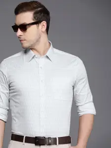 Louis Philippe Men White & Grey Slim Fit Printed Formal Shirt