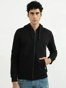 United Colors of Benetton Men Black Hooded Sweatshirt