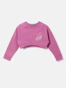 United Colors of Benetton Girls Pink Cotton Sweatshirt