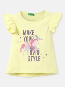 United Colors of Benetton Girls Typography Printed Cotton T-shirt
