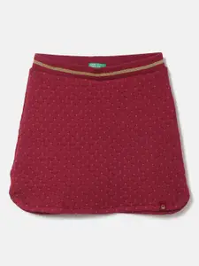 United Colors of Benetton Girls Red Quilted Pure Cotton A-Line Skirts