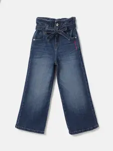 United Colors of Benetton Girls Blue Wide Leg Light Fade Jeans