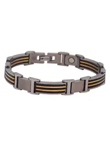 The Tie Hub Men Gold-Toned & Black Wraparound Bracelet