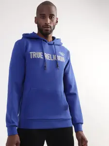 True Religion Men Blue Printed Hooded Sweatshirt