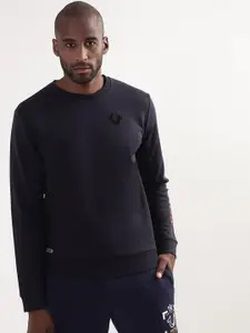 True Religion Men Navy Blue Cotton Sweatshirt