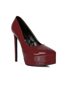 London Rag Women Burgundy Solid Pumps