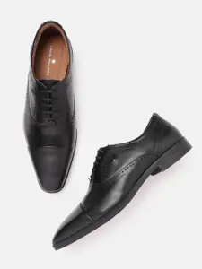 Louis Philippe Men Leather Formal Oxford Shoes With Perforated Detail