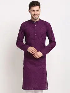 Jompers Men Ethnic Motifs Embroidered Thread Work Pure Cotton Kurta