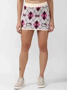 FOREVER 21 Women Cream Geometric Printed Mini Skirt