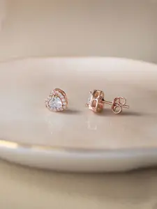 MANNASH Rose Gold Plated 925 Sterling Silver Heart Shaped Studs Earring
