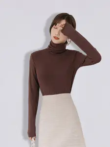JC Collection Women Coffee Brown Solid Pullover