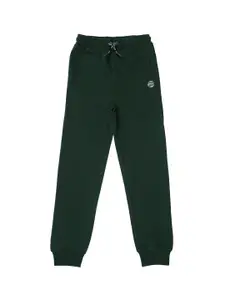 Pepe Jeans Boys Green Solid Cotton Joggers