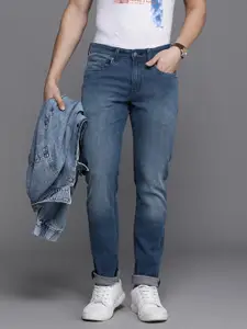 Louis Philippe Jeans Men Mid-Rise Narrow Slim Fit Light Fade Stretchable Casual Jeans