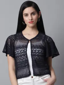 Rute Women Black Crop Button Shrug