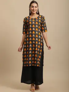 7Threads Geometric Printed Block Print Kurta