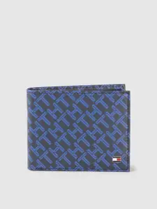 Tommy Hilfiger Men Blue Textured Leather Two Fold Wallet
