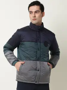 RARE RABBIT Men Clare Slim Fit Colourblocked Puffer Jacket