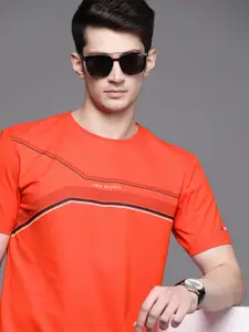 Louis Philippe Sport Men Orange Striped T-shirt