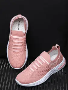 ABROS Women Peach-Coloured Mesh Lace-Up Air Running Shoes