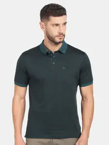 Blackberrys Men Green Polo Collar Cotton T-shirt