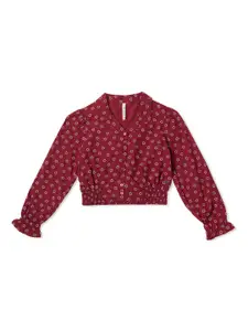 Pepe Jeans Girls Red Printed Casual Shirt
