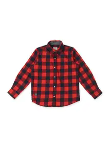 Pepe Jeans Boys Red Buffalo Checks Checked Cotton Casual Shirt