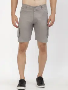 SAPPER Men Grey Solid Cotton Regular Fit Cargo Shorts