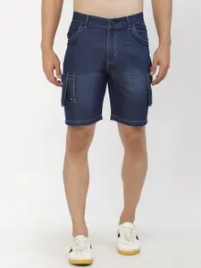 SAPPER Men Blue Washed Denim Shorts