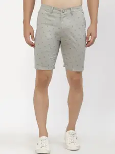 SAPPER Men Grey Printed Cotton Regular Shorts