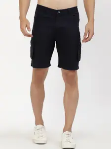 SAPPER Men Navy Blue Cotton Cargo Shorts