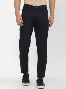 SAPPER Men Navy Blue Cargos Cotton Trousers