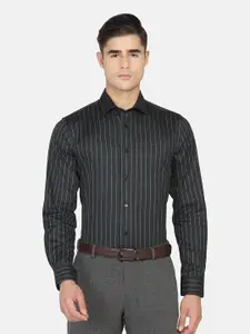 Blackberrys Men Black Slim Fit Opaque Striped Formal Shirt