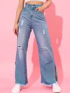 STREET 9 Women Gorgeous Blue High-Rise Flared Fit Cropped Jeans