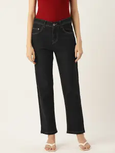 PARIS HAMILTON Women Black Straight Fit High-Rise Stretchable Jeans