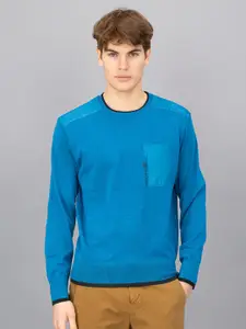 FREESOUL Men Blue & Black Pullover