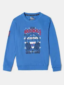 Jockey Boys Blue Printed Cotton Sweatshirt