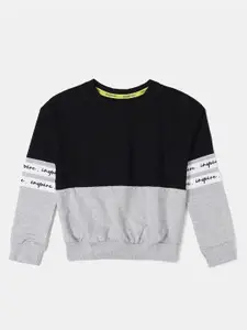 Jockey Girls Black Colourblocked Sweatshirt