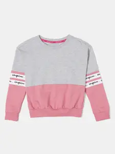 Jockey Girls Grey Colourblocked Cotton Sweatshirt