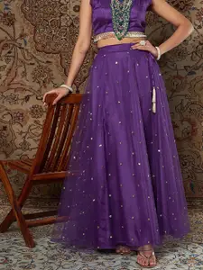 Shae by SASSAFRAS Women Purple Embellished Lehenga Skirts
