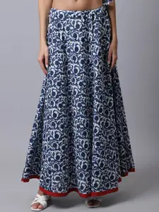 SOUNDARYA Women Blue Printed Cotton Skirt
