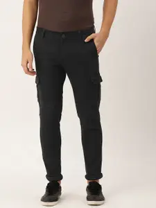 IVOC Men Black Slim Fit Stretchable Cargo Jeans