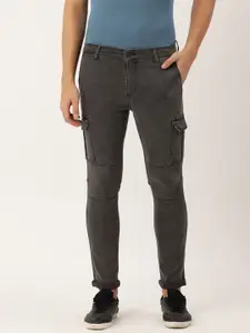 IVOC Men Charcoal Grey Slim Fit Stretchable Cargo Jeans